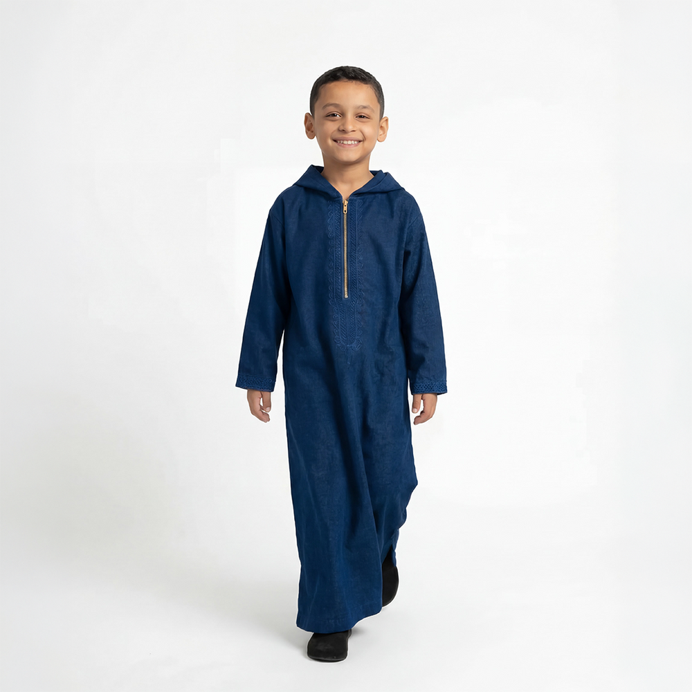 Kids Wool Thawb Navy Blue