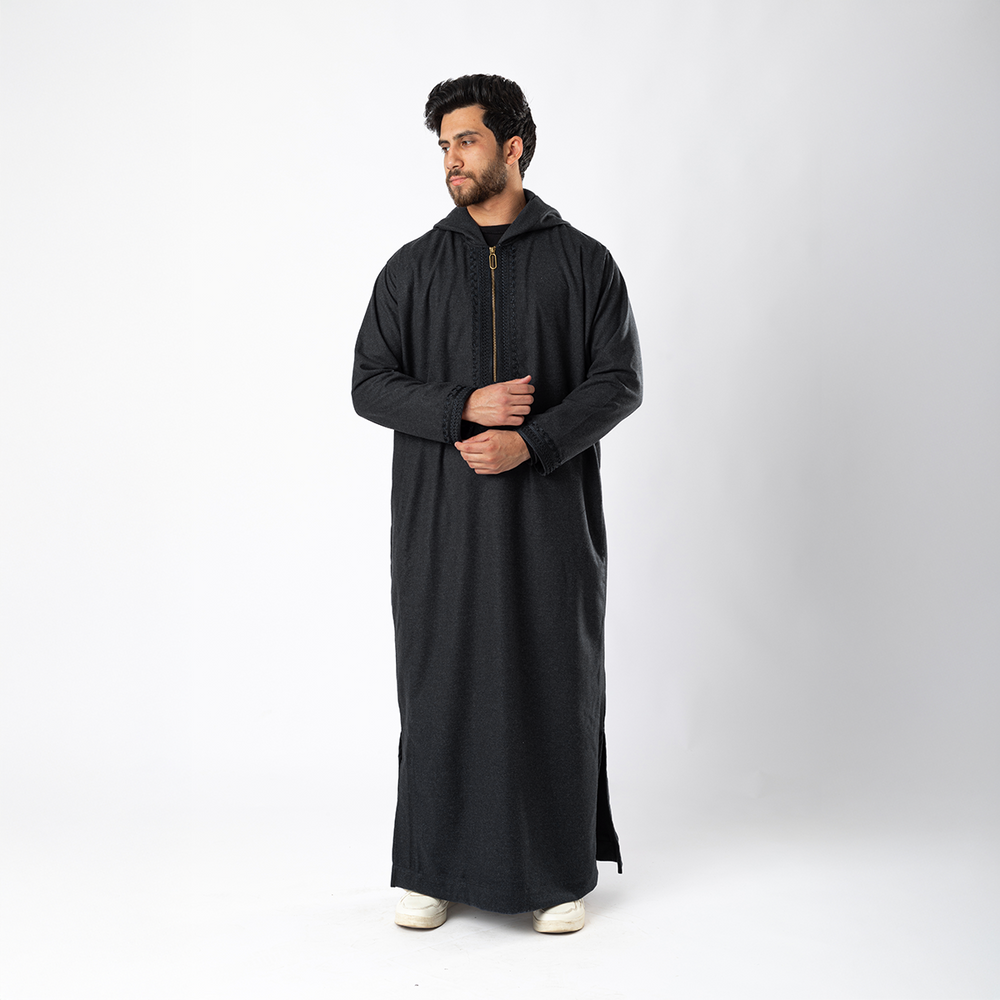 Wool Thawb Midnight Steel